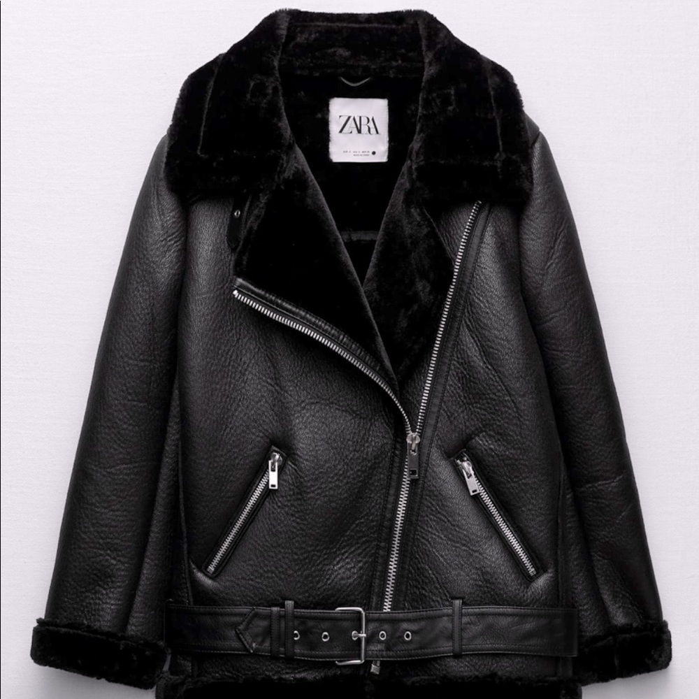 ZARA faux shearling moto jacket